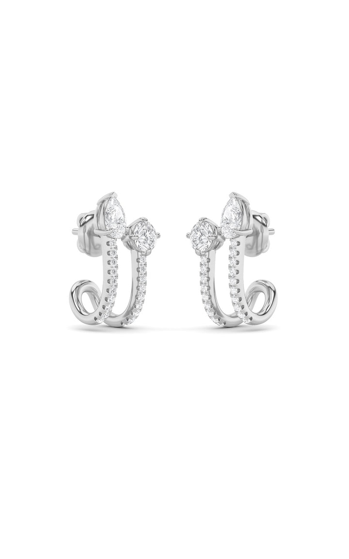 2.5Cttw Round Shaped Lab Grown Diamond (F/VS) Toi et Moi Accented Earrings in 14K Gold