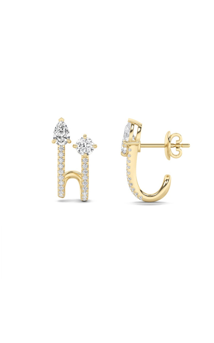 2.5Cttw Round Shaped Lab Grown Diamond (F/VS) Toiet Moi Accented Earrings in 14K Gold