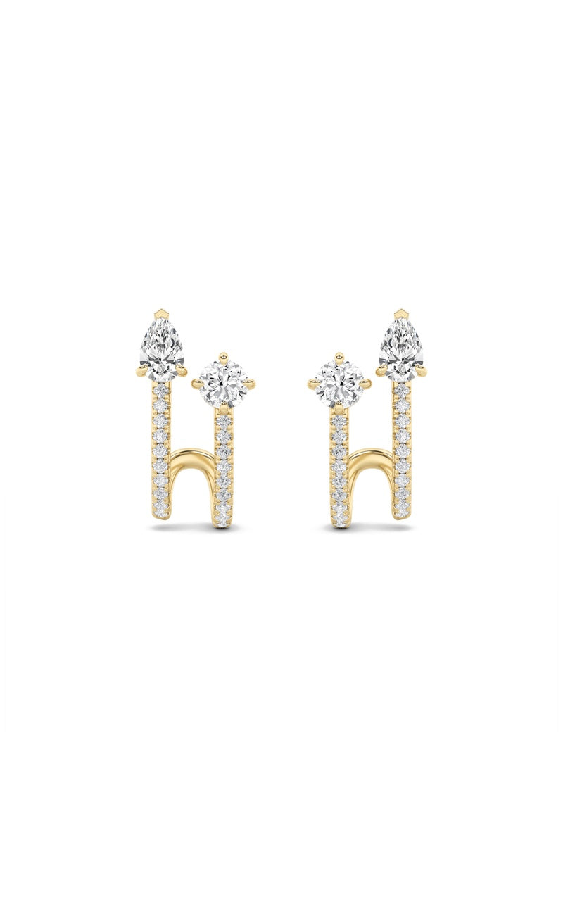 2.5Cttw Round Shaped Lab Grown Diamond (F/VS) Toiet Moi Accented Earrings in 14K Gold