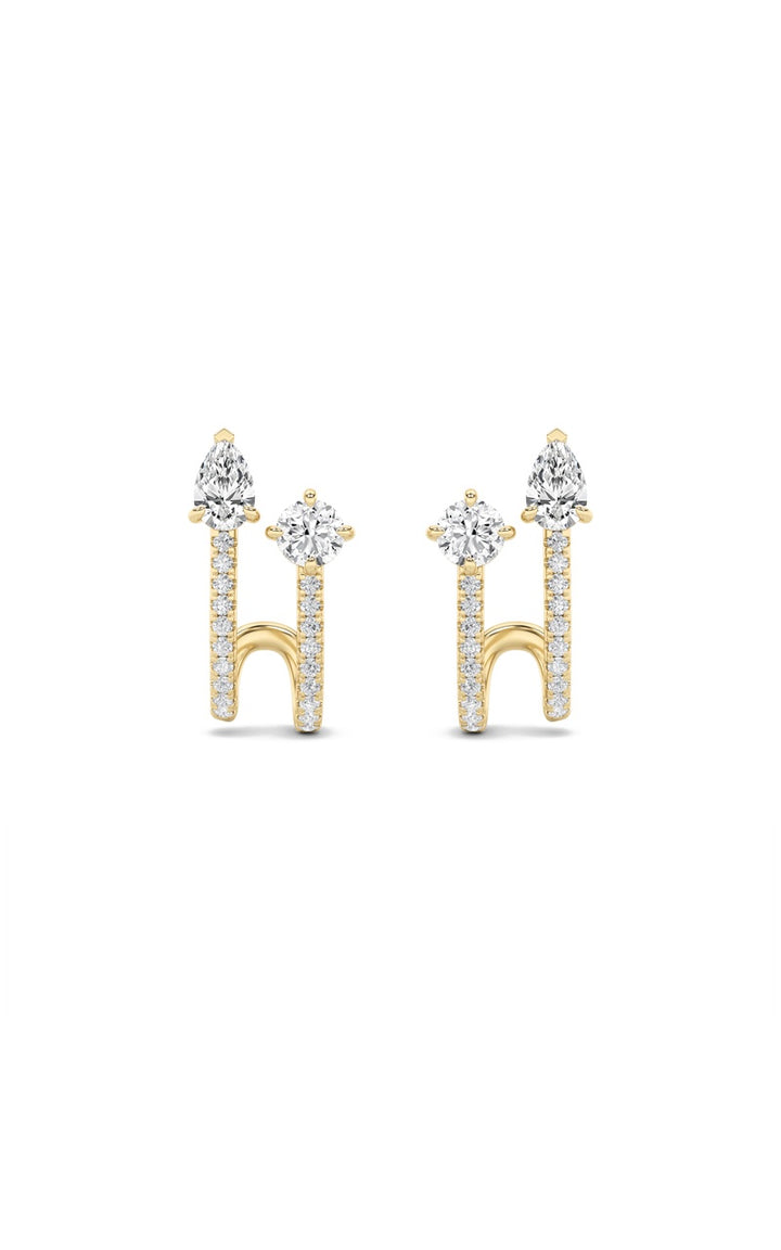 2.5Cttw Round Shaped Lab Grown Diamond (F/VS) Toiet Moi Accented Earrings in 14K Gold