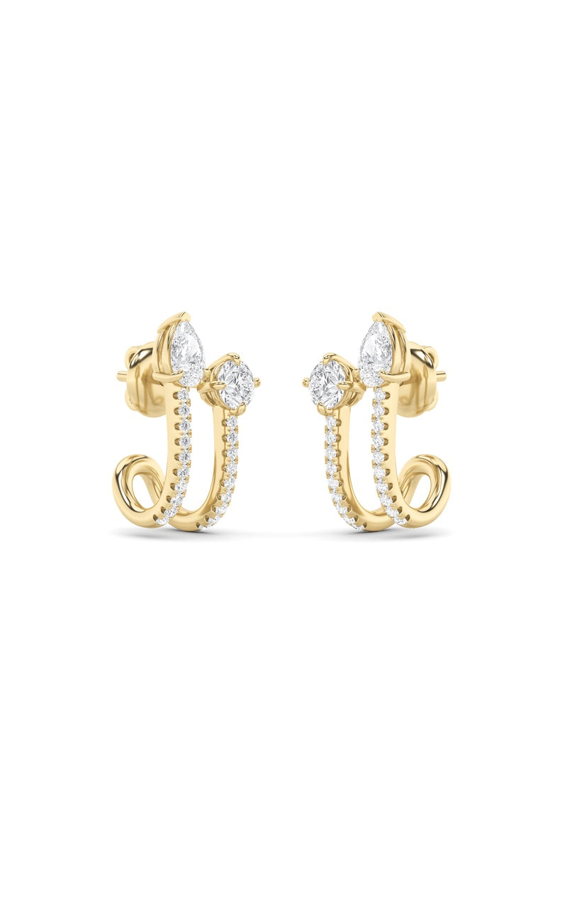 2.5Cttw Round Shaped Lab Grown Diamond (F/VS) Toiet Moi Accented Earrings in 14K Gold