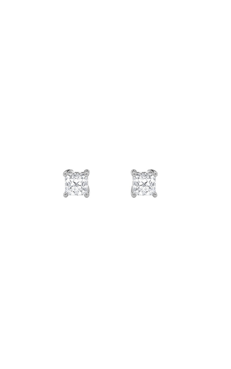 3Cttw Princess Shaped Lab Grown Diamond (F/VS) Hidden Halo Stud Earrings in 14K Gold