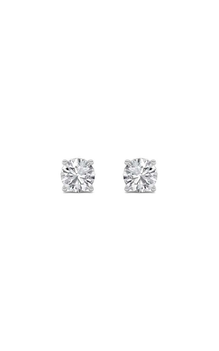 3Cttw Round Shaped Lab Grown Diamond (F/VS) Hidden Halo Stud Earrings in 14K Gold