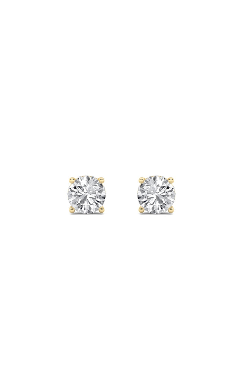 3Cttw Round Shaped Lab Grown Diamond (F/VS) Hidden Halo Stud Earrings in 14K Gold