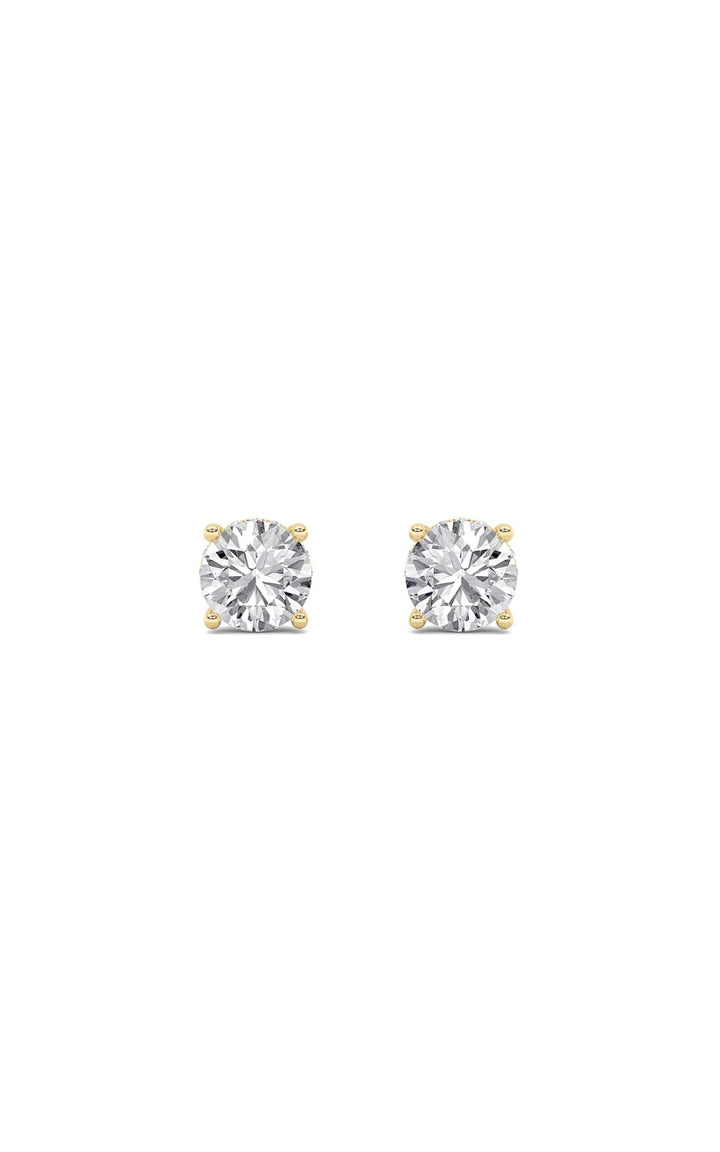 3Cttw Round Shaped Lab Grown Diamond (F/VS) Hidden Halo Stud Earrings in 14K Gold