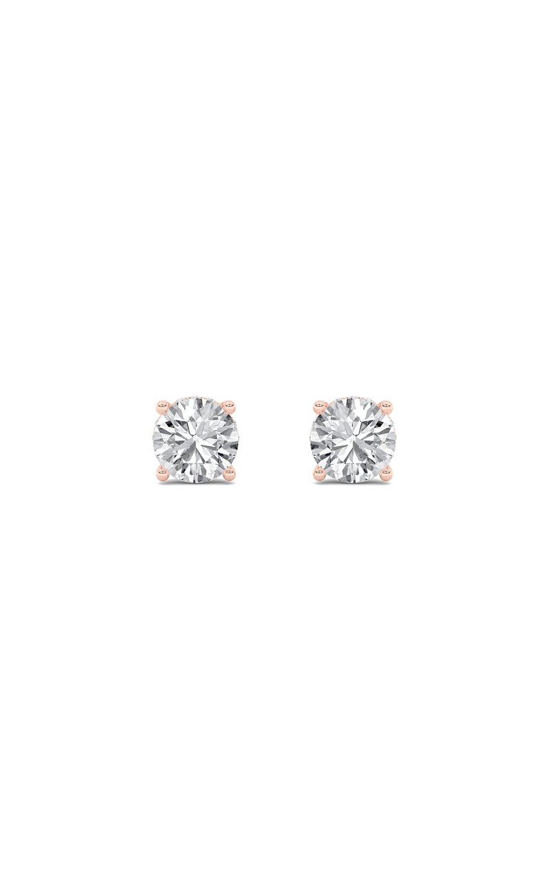 3Cttw Round Shaped Lab Grown Diamond (F/VS) Hidden Halo Stud Earrings in 14K Gold