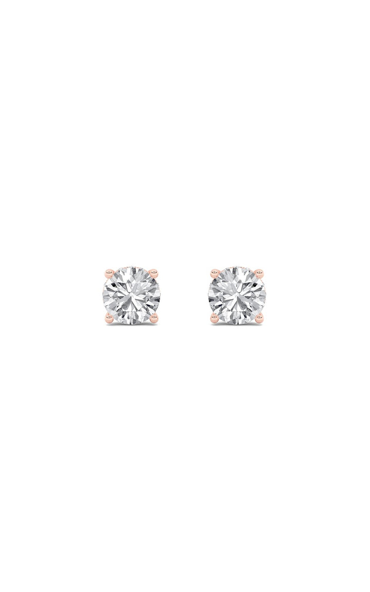 3Cttw Round Shaped Lab Grown Diamond (F/VS) Hidden Halo Stud Earrings in 14K Gold