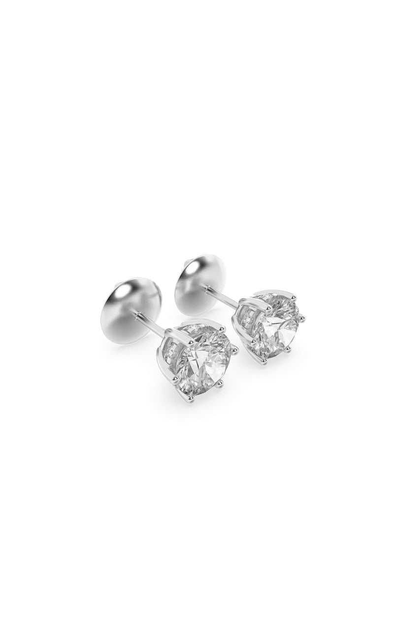 3Cttw Round Shaped Lab Grown Diamond (F/VS) Hidden Halo Stud Earrings in 14K Gold