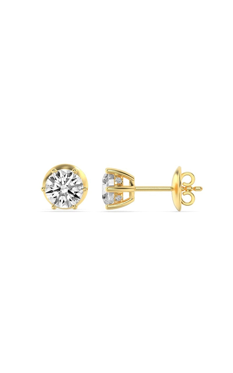 3Cttw Round Shaped Lab Grown Diamond (F/VS) Hidden Halo Stud Earrings in 14K Gold