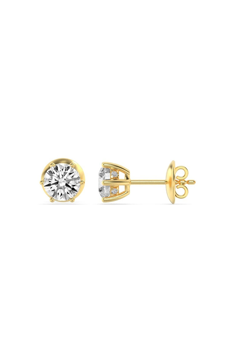 3Cttw Round Shaped Lab Grown Diamond (F/VS) Hidden Halo Stud Earrings in 14K Gold