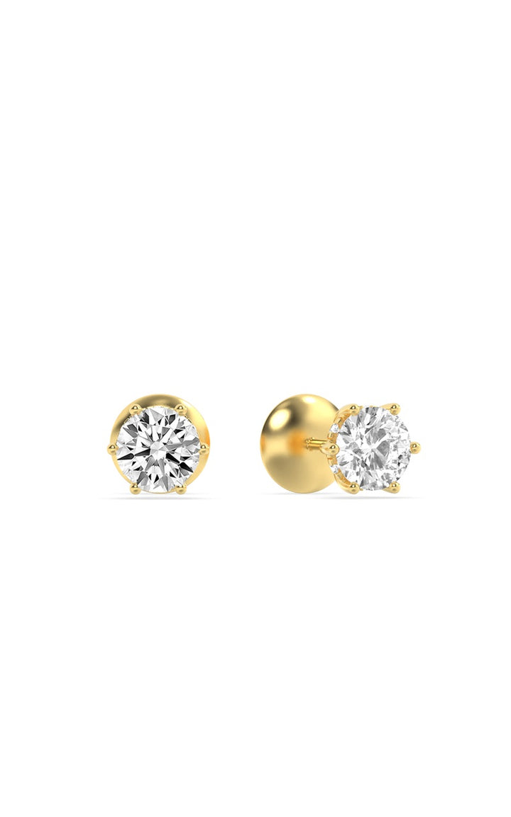 3Cttw Round Shaped Lab Grown Diamond (F/VS) Hidden Halo Stud Earrings in 14K Gold