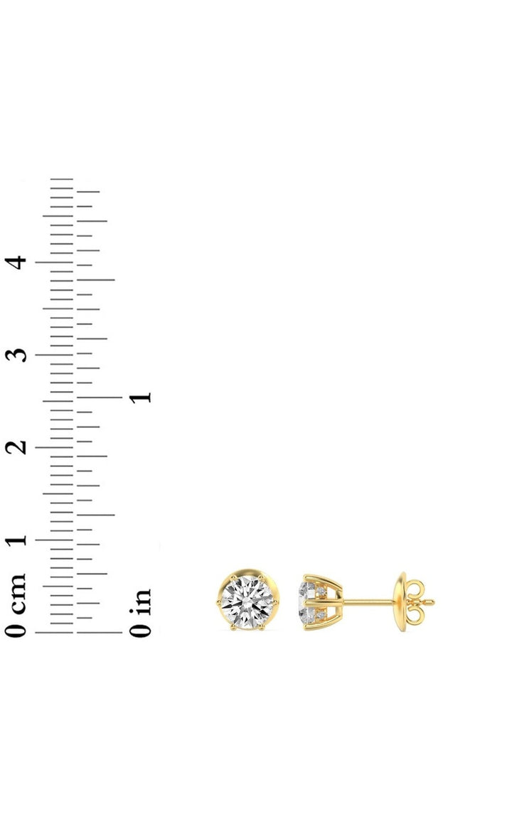 3Cttw Round Shaped Lab Grown Diamond (F/VS) Hidden Halo Stud Earrings in 14K Gold