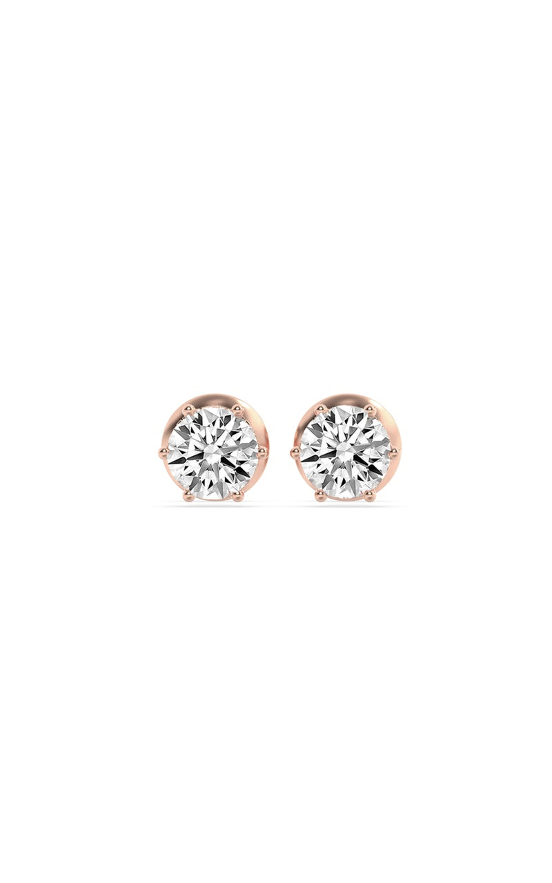 3Cttw Round Shaped Lab Grown Diamond (F/VS) Hidden Halo Stud Earrings in 14K Gold