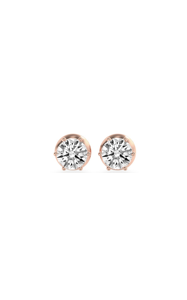3Cttw Round Shaped Lab Grown Diamond (F/VS) Hidden Halo Stud Earrings in 14K Gold