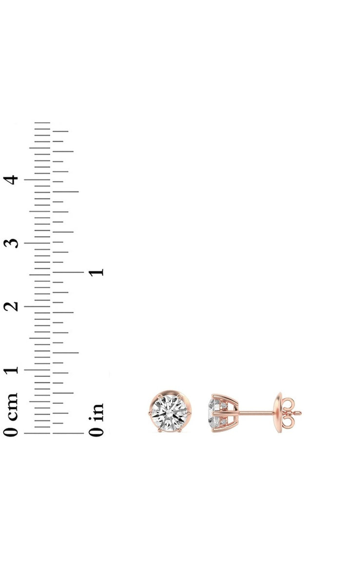 3Cttw Round Shaped Lab Grown Diamond (F/VS) Hidden Halo Stud Earrings in 14K Gold