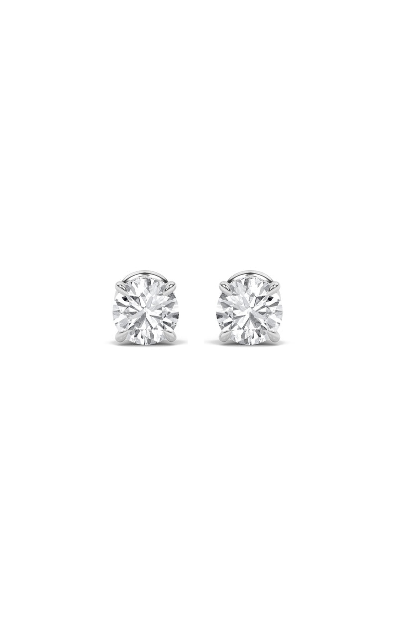 2Cttw Round Shaped Lab Grown Diamond (F/VS) Hidden Halo Stud Earrings in 14K Gold