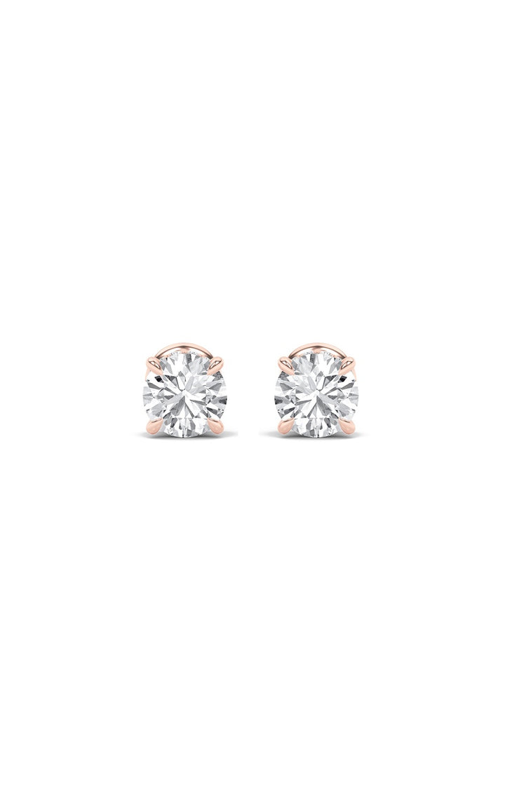2Cttw Round Shaped Lab Grown Diamond (F/VS) Hidden Halo Stud Earrings in 14K Gold