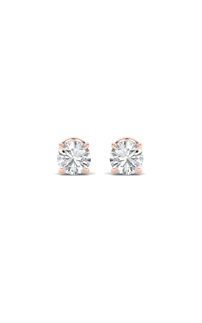 5Cttw Round Shaped Lab Grown Diamond (F/VS) Hidden Halo Stud Earrings in 14K Gold