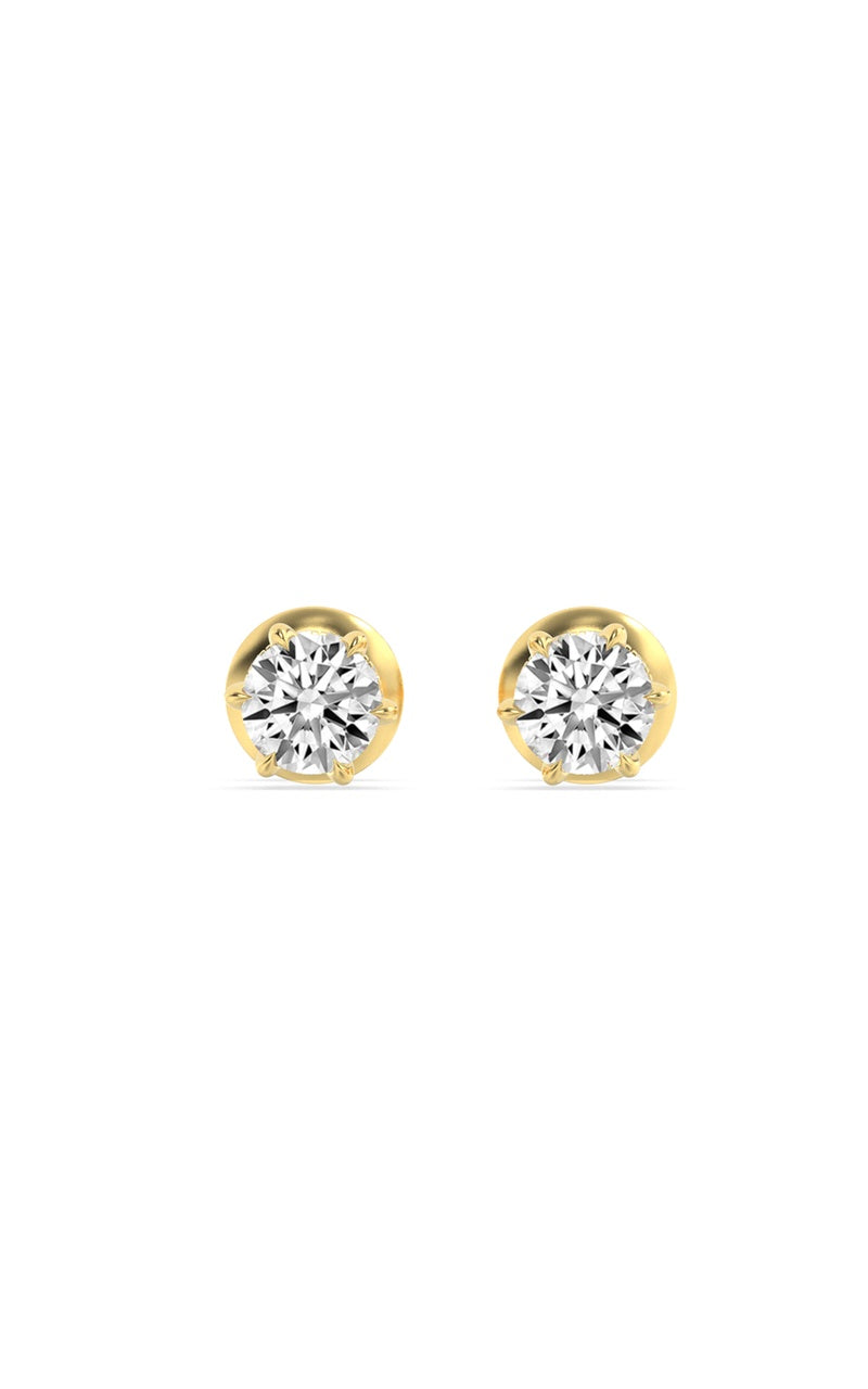 3Cttw Round Shaped Lab Grown Diamond (F/VS) Hidden Halo Stud Earrings in 14K Gold