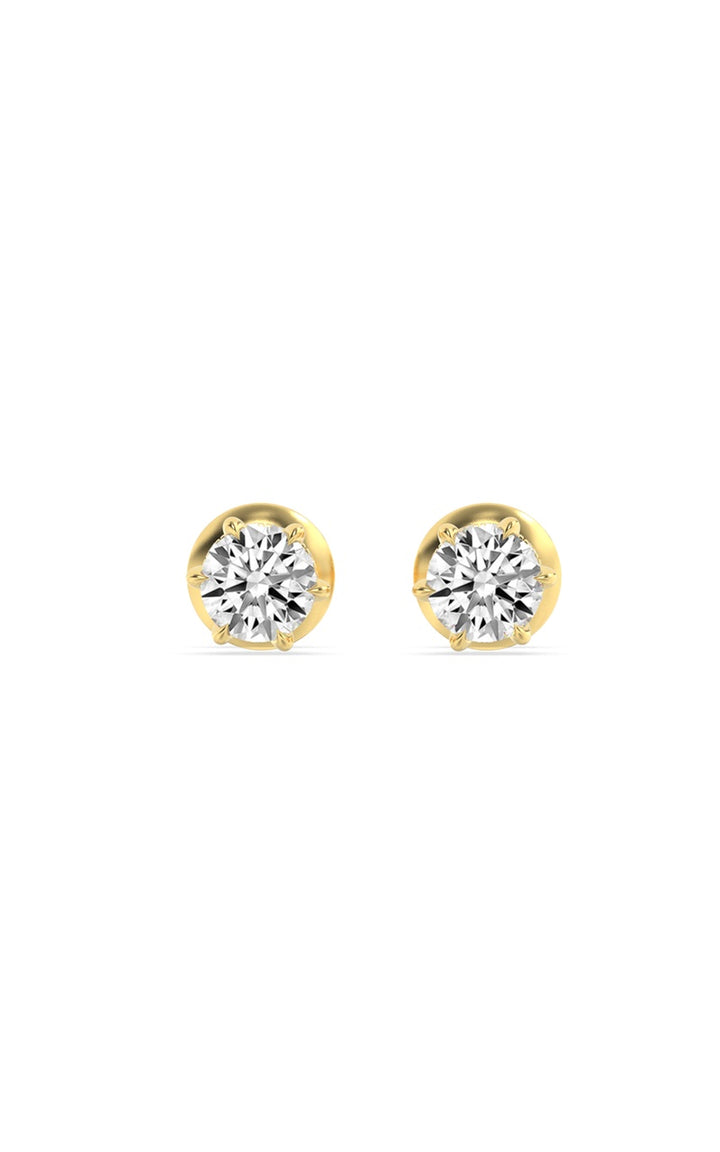 3Cttw Round Shaped Lab Grown Diamond (F/VS) Hidden Halo Stud Earrings in 14K Gold