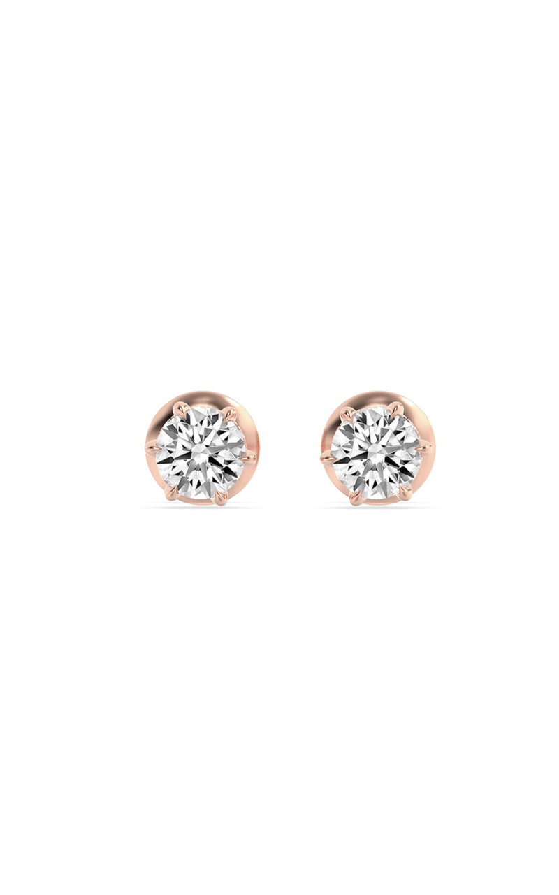 3Cttw Round Shaped Lab Grown Diamond (F/VS) Hidden Halo Stud Earrings in 14K Gold