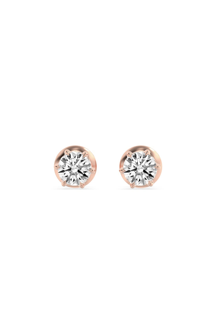 3Cttw Round Shaped Lab Grown Diamond (F/VS) Hidden Halo Stud Earrings in 14K Gold