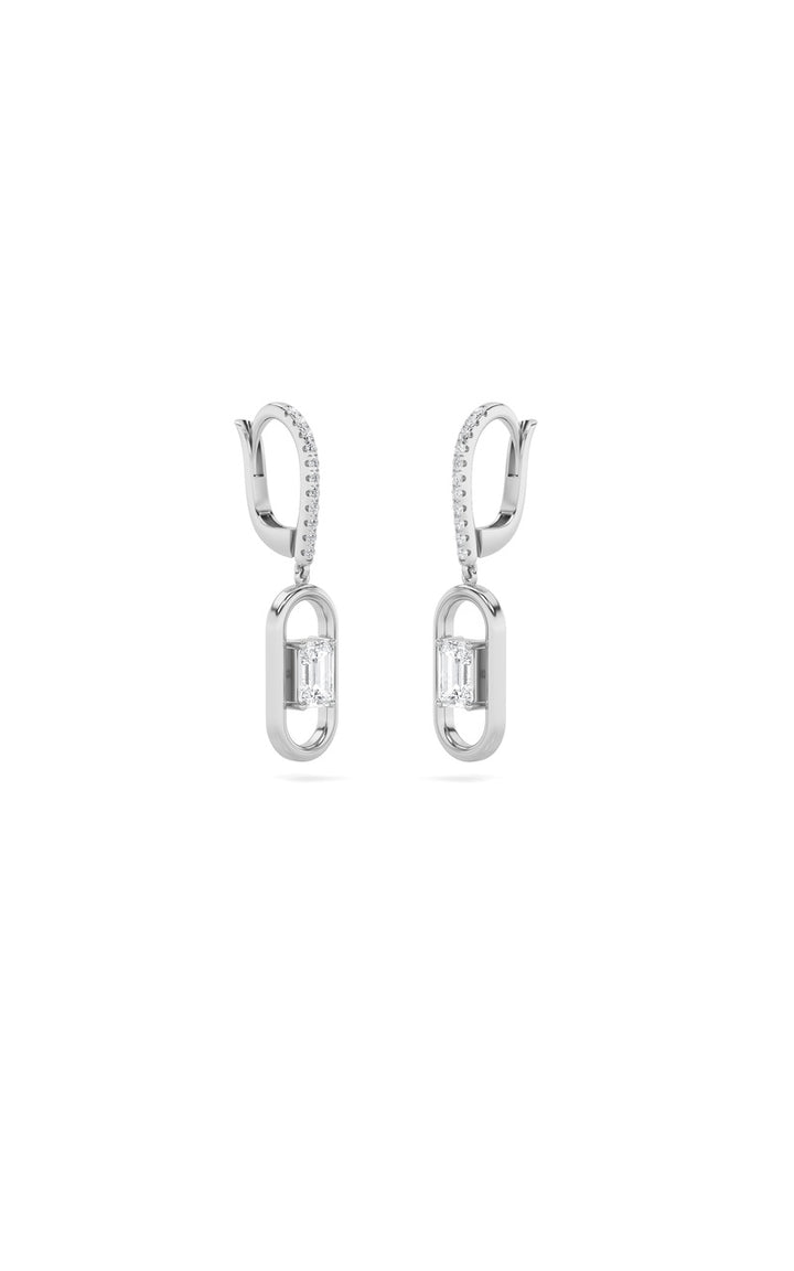 1Cttw Emerald Shaped Lab Grown Diamond (F/VS) Paperclip Dangle Earrings in 14K Gold