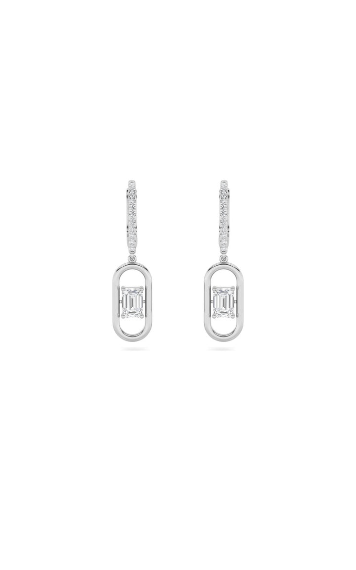 1Cttw Emerald Shaped Lab Grown Diamond (F/VS) Paperclip Dangle Earrings in 14K Gold