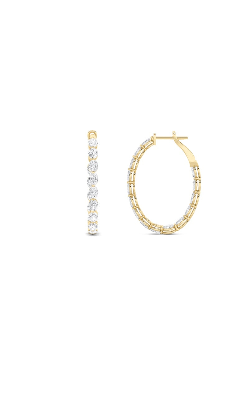6Cttw Oval Shaped Lab Grown Diamond (F/VS) Inside Out Hoop Earrings in 14K Gold