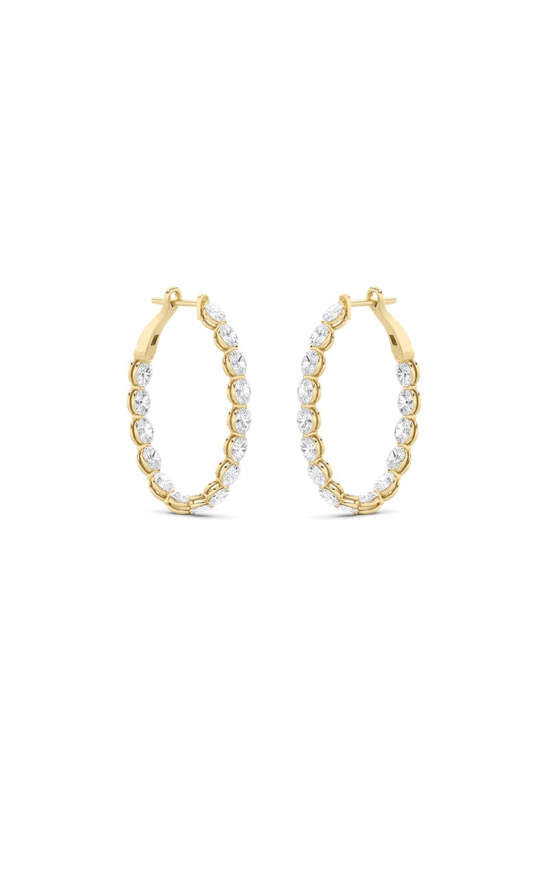 6Cttw Oval Shaped Lab Grown Diamond (F/VS) Inside Out Hoop Earrings in 14K Gold