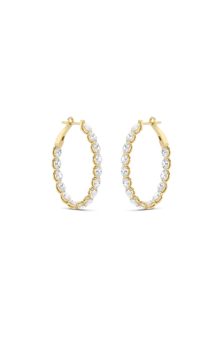 6Cttw Oval Shaped Lab Grown Diamond (F/VS) Inside Out Hoop Earrings in 14K Gold