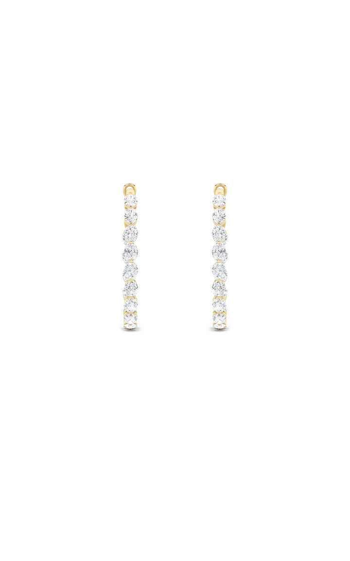 6Cttw Oval Shaped Lab Grown Diamond (F/VS) Inside Out Hoop Earrings in 14K Gold