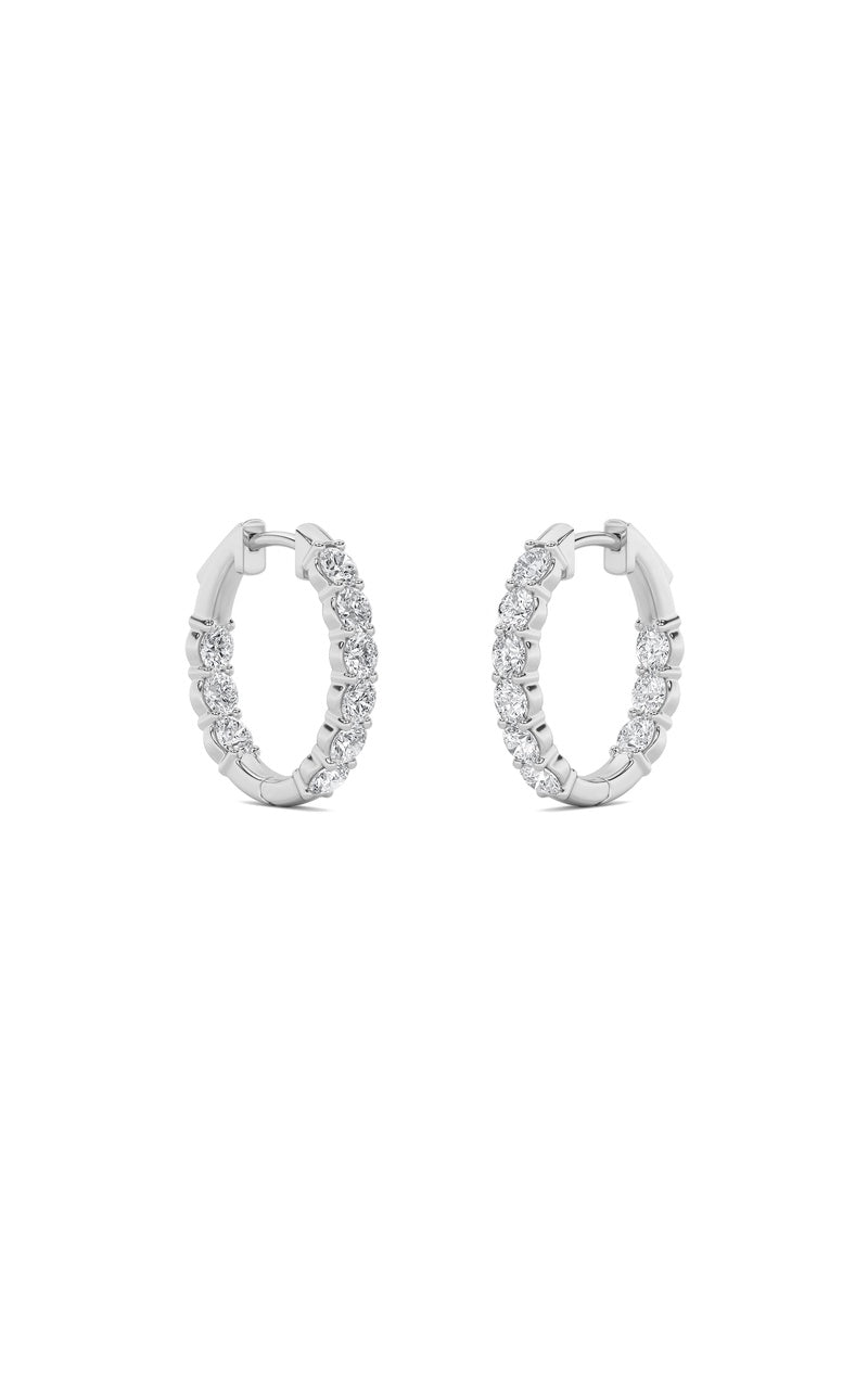3Cttw Round Shaped Lab Grown Diamond (F/VS) Inside Out Hoop Earrings in 14K Gold