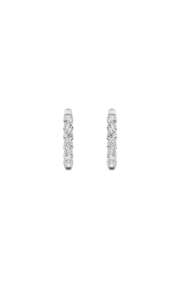 3Cttw Round Shaped Lab Grown Diamond (F/VS) Inside Out Hoop Earrings in 14K Gold