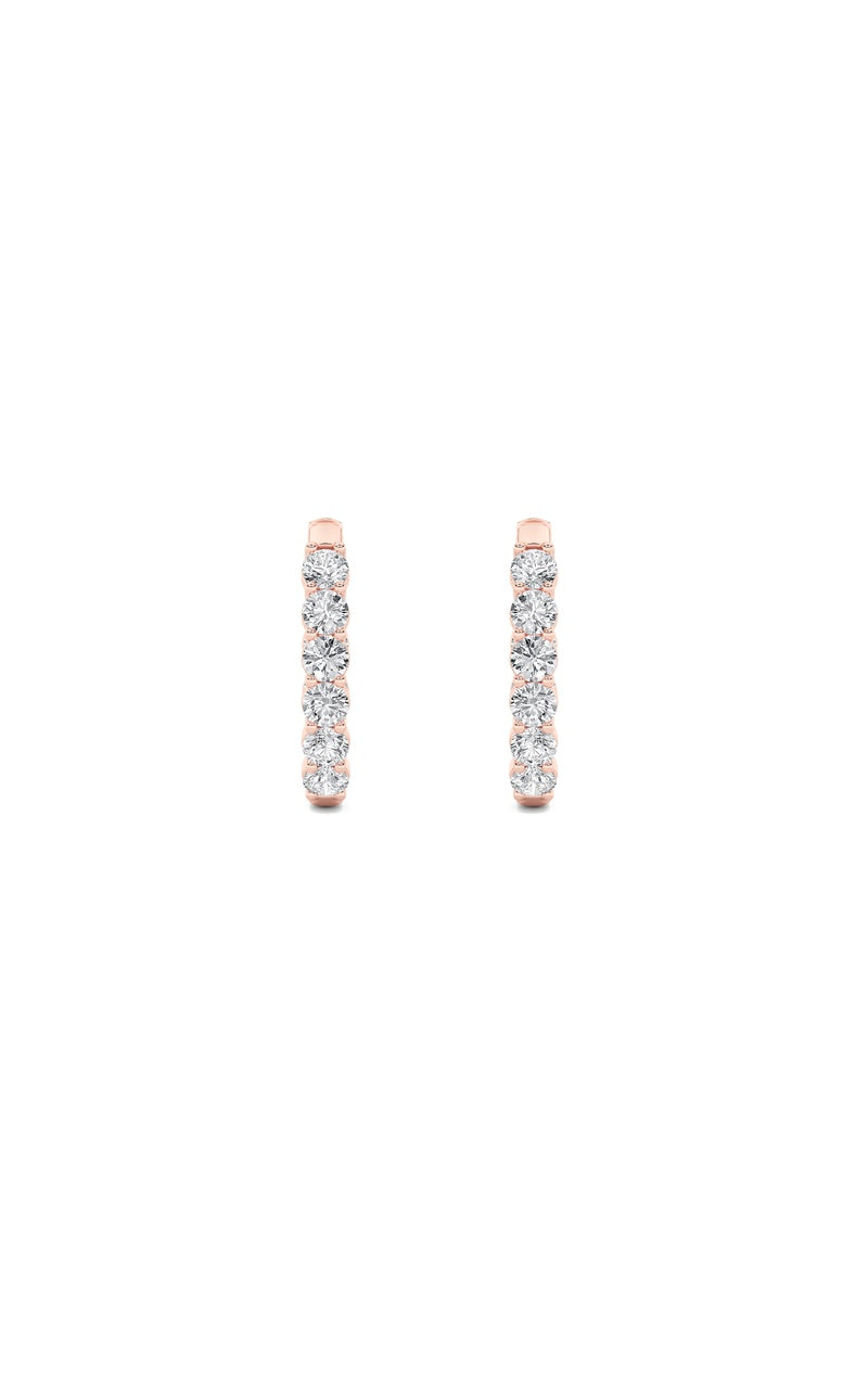 3Cttw Round Shaped Lab Grown Diamond (F/VS) Inside Out Hoop Earrings in 14K Gold