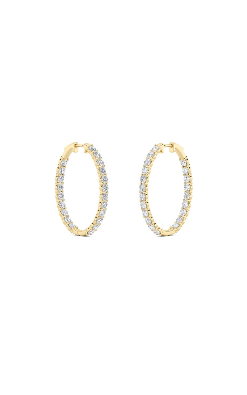 5Cttw Round Shaped Lab Grown Diamond (F/VS) Inside Out Hoop Earrings in 14K Gold