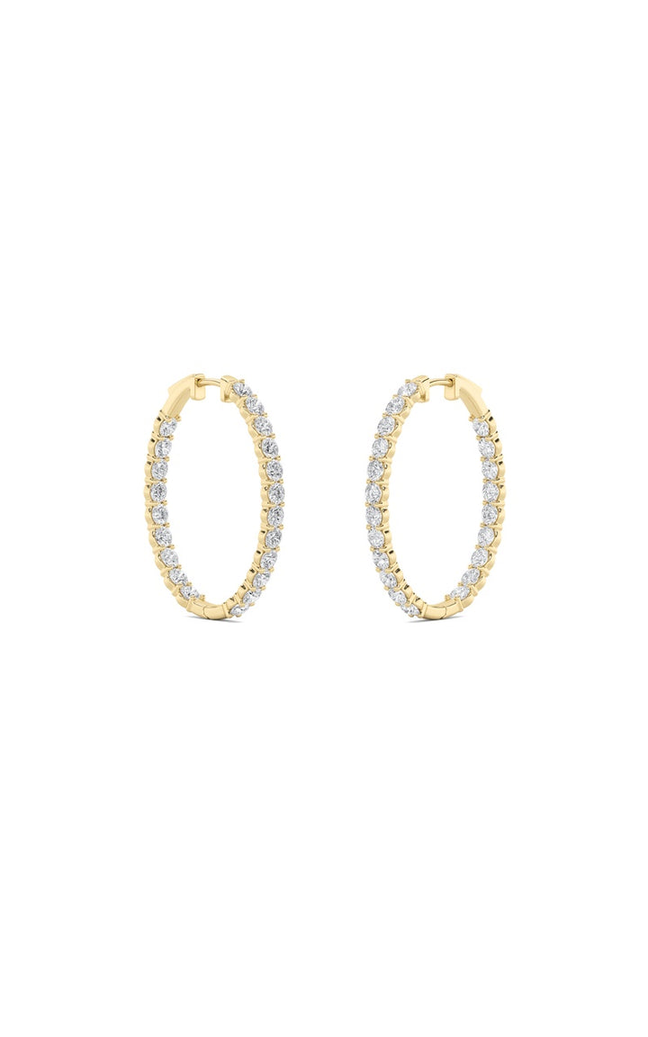 5Cttw Round Shaped Lab Grown Diamond (F/VS) Inside Out Hoop Earrings in 14K Gold