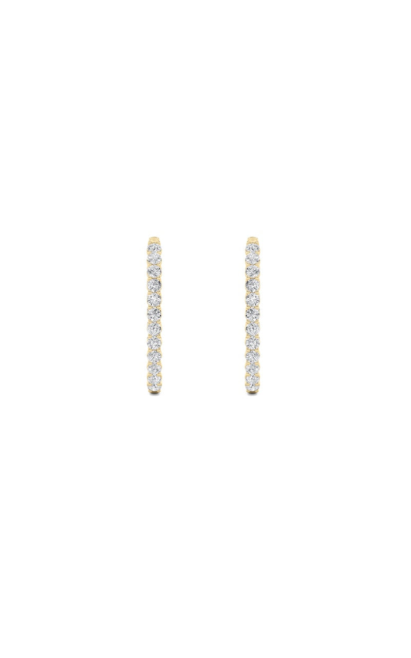 5Cttw Round Shaped Lab Grown Diamond (F/VS) Inside Out Hoop Earrings in 14K Gold