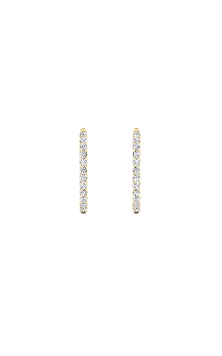 5Cttw Round Shaped Lab Grown Diamond (F/VS) Inside Out Hoop Earrings in 14K Gold