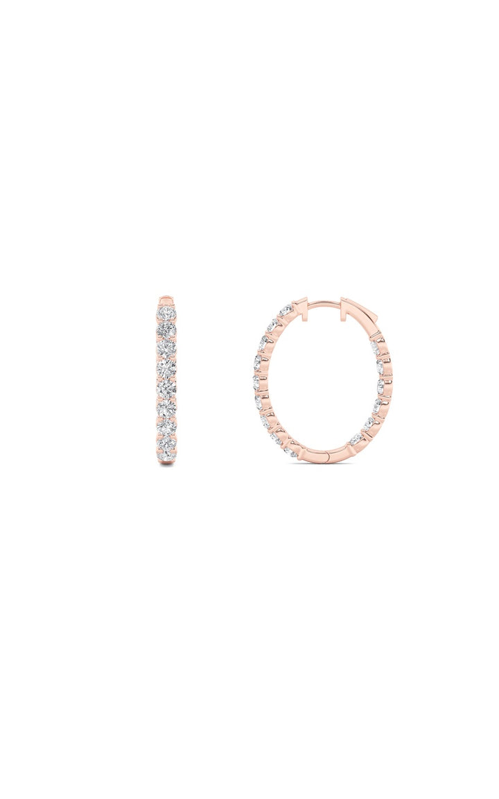 5Cttw Round Shaped Lab Grown Diamond (F/VS) Inside Out Hoop Earrings in 14K Gold