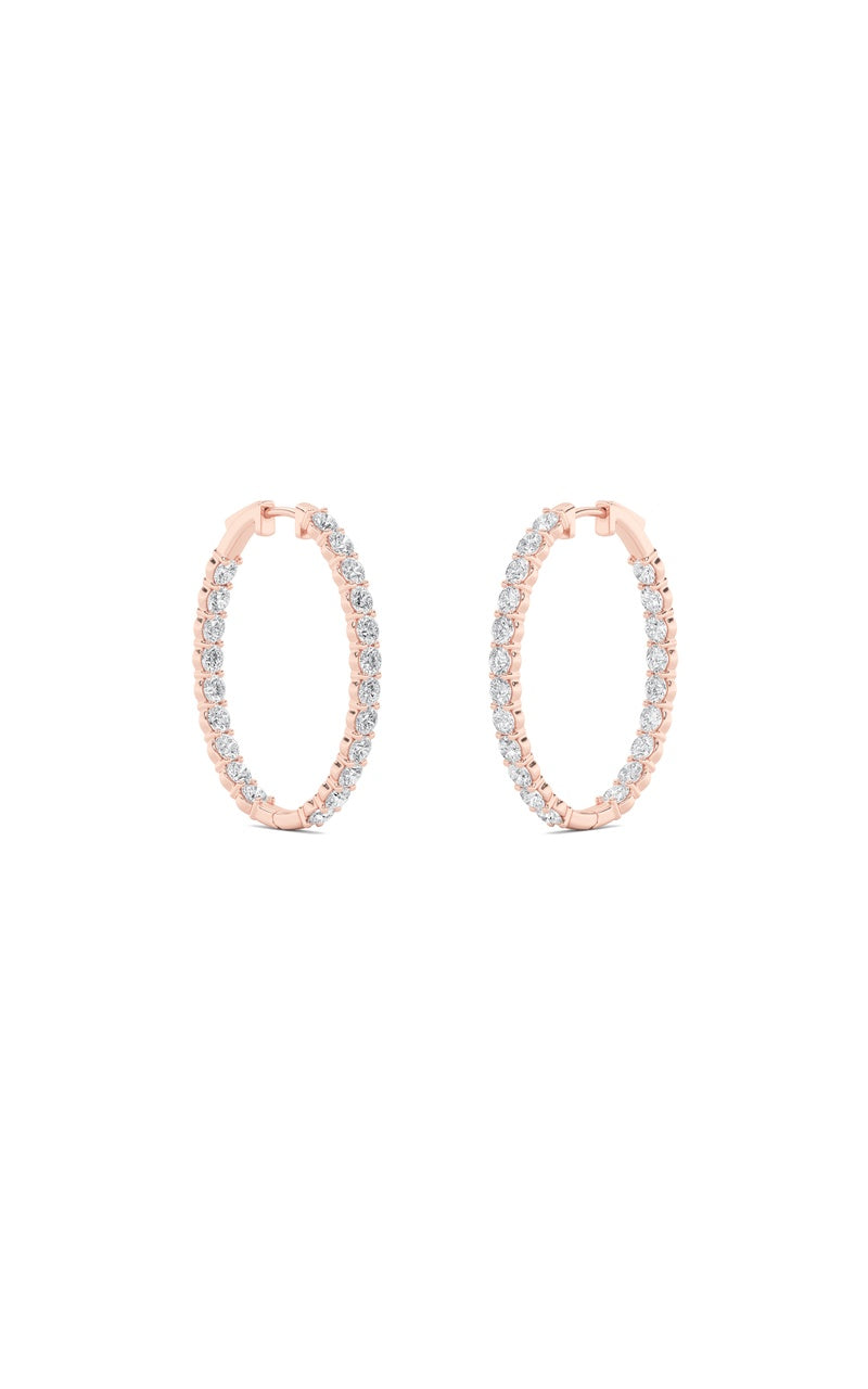 5Cttw Round Shaped Lab Grown Diamond (F/VS) Inside Out Hoop Earrings in 14K Gold