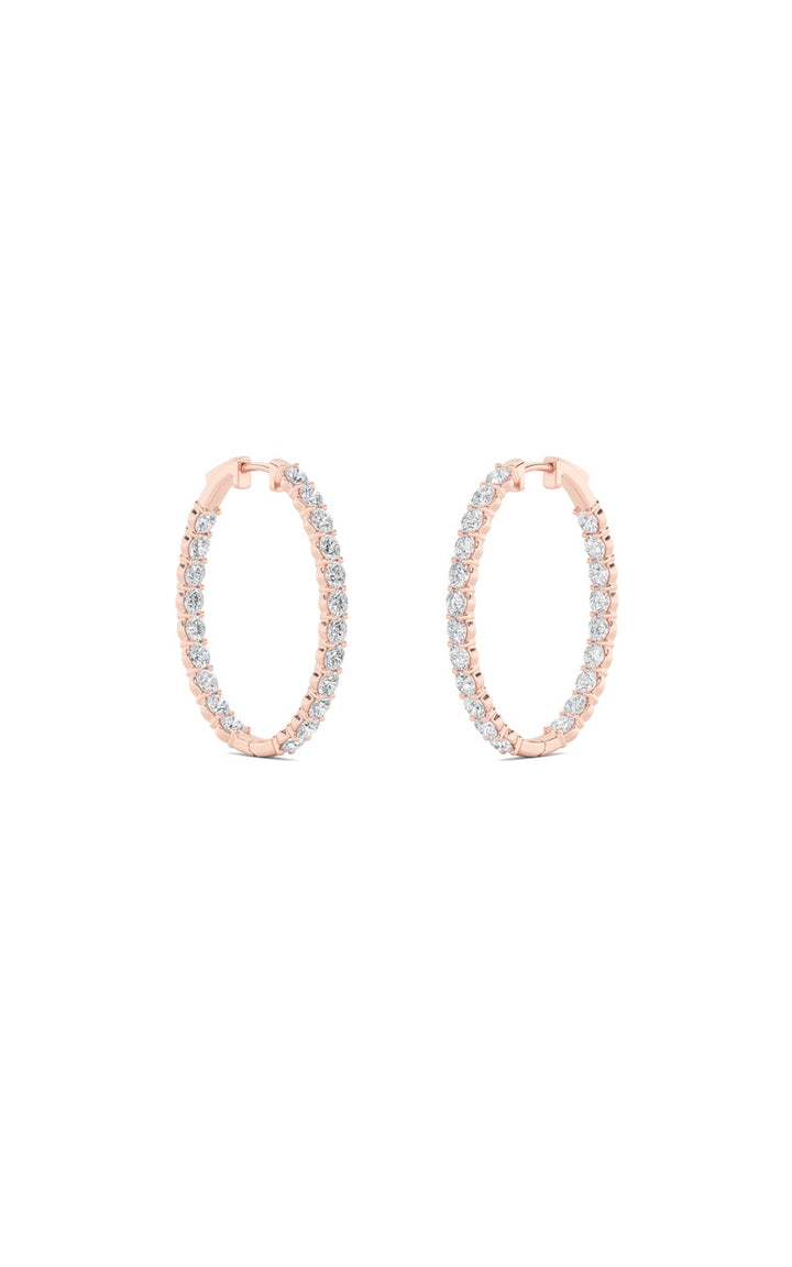 5Cttw Round Shaped Lab Grown Diamond (F/VS) Inside Out Hoop Earrings in 14K Gold
