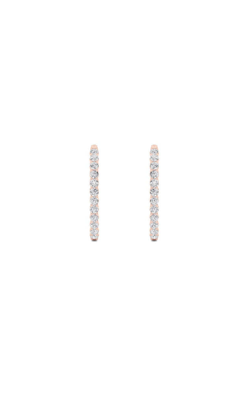 5Cttw Round Shaped Lab Grown Diamond (F/VS) Inside Out Hoop Earrings in 14K Gold