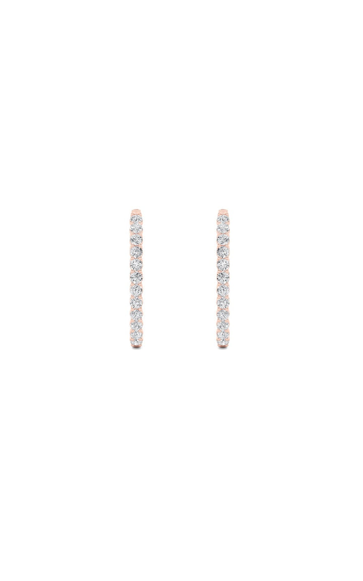 5Cttw Round Shaped Lab Grown Diamond (F/VS) Inside Out Hoop Earrings in 14K Gold