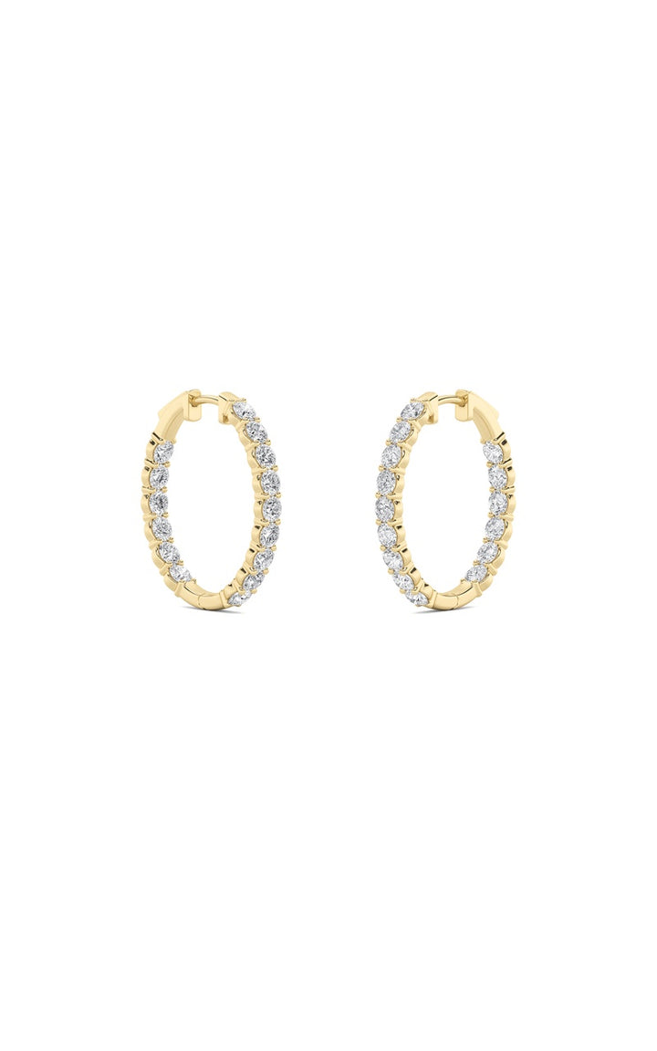7Cttw Round Shaped Lab Grown Diamond (F/VS) Inside Out Hoop Earrings in 14K Gold