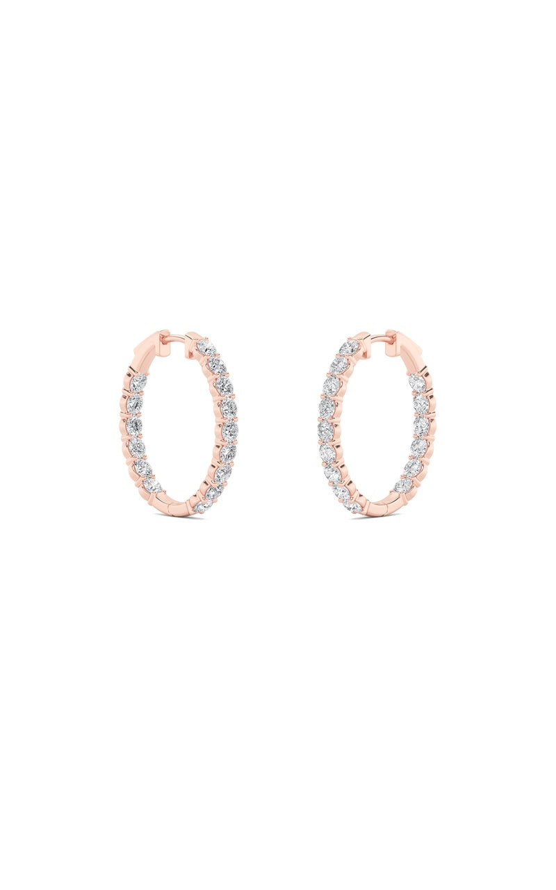 7Cttw Round Shaped Lab Grown Diamond (F/VS) Inside Out Hoop Earrings in 14K Gold