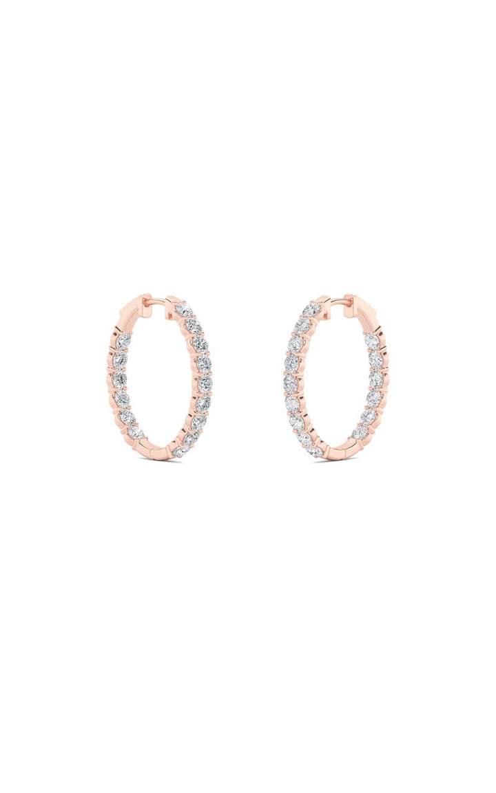 7Cttw Round Shaped Lab Grown Diamond (F/VS) Inside Out Hoop Earrings in 14K Gold