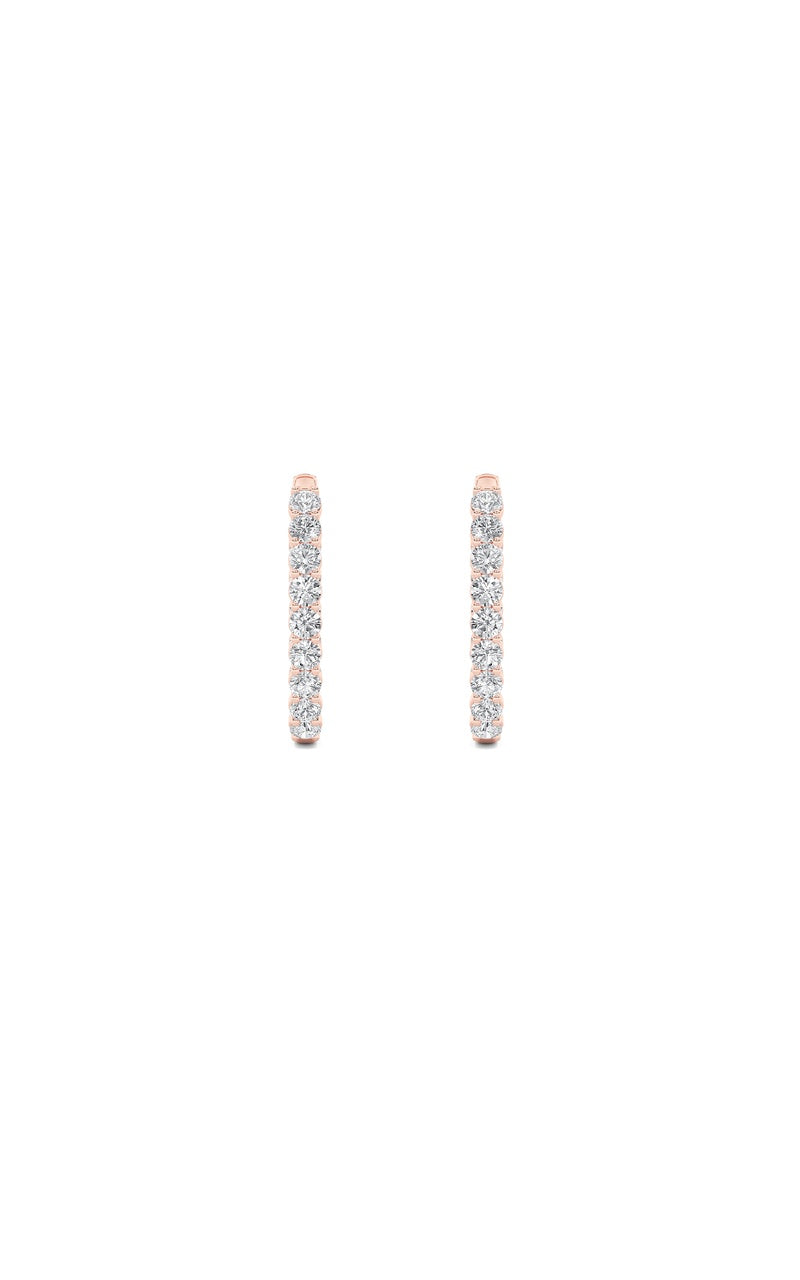 7Cttw Round Shaped Lab Grown Diamond (F/VS) Inside Out Hoop Earrings in 14K Gold