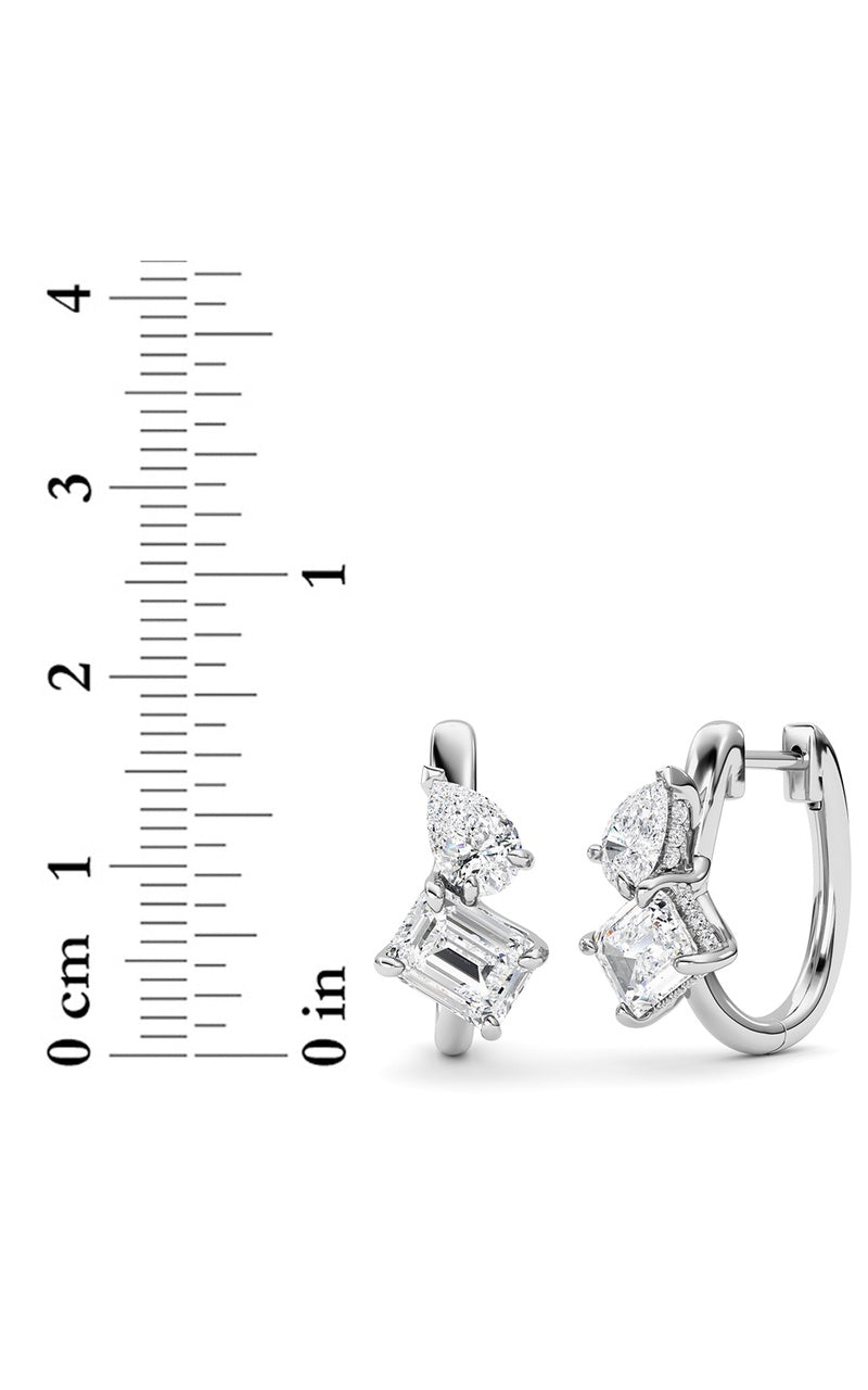 3Cttw Emerald Shaped Lab Grown Diamond (F/VS) Toiet Moi Huggie Earrings in 14K Gold
