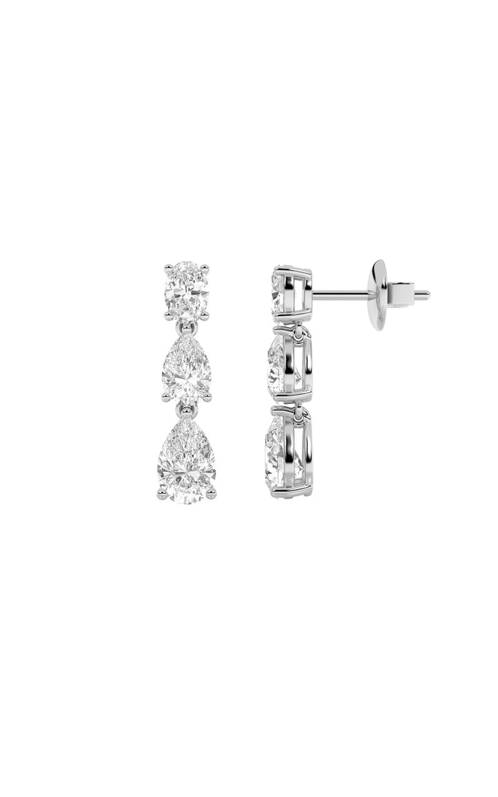 5Cttw Pear Shaped Lab Grown Diamond (F/VVS) Dangle Earrings in 14K Gold